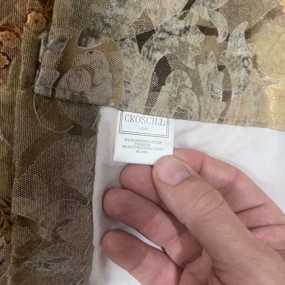 Croscill Home Damask Floral Curtains 2 Panels 40x84 Vtg Regency Sage Gold Green - Picture 6 of 7